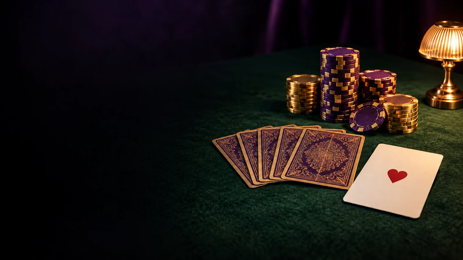 Casino chips and fanned playing cards on green felt, standing in for the Here2Win Casino welcome offer