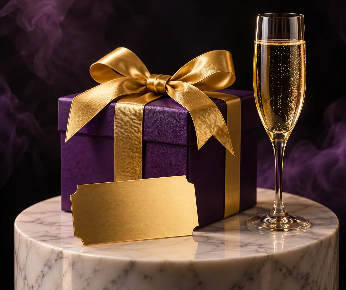 Gift box and ticket on a pedestal, standing in for Here2Win Casino's weekly reload rewards