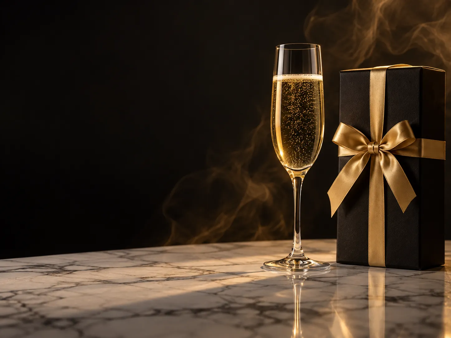 Champagne glasses set out for a Here2Win Casino welcome celebration